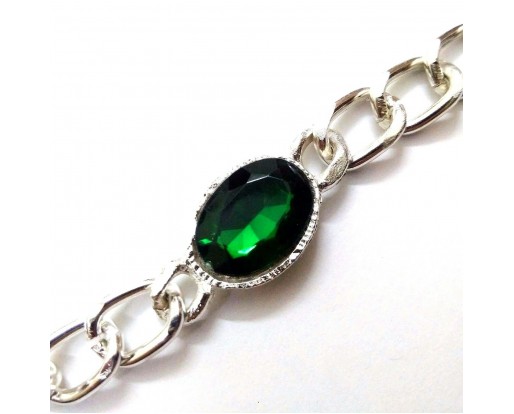 Green Rhinestone Classy Bracelet Wristlet Wristband Charms Band - Men Women Unisex